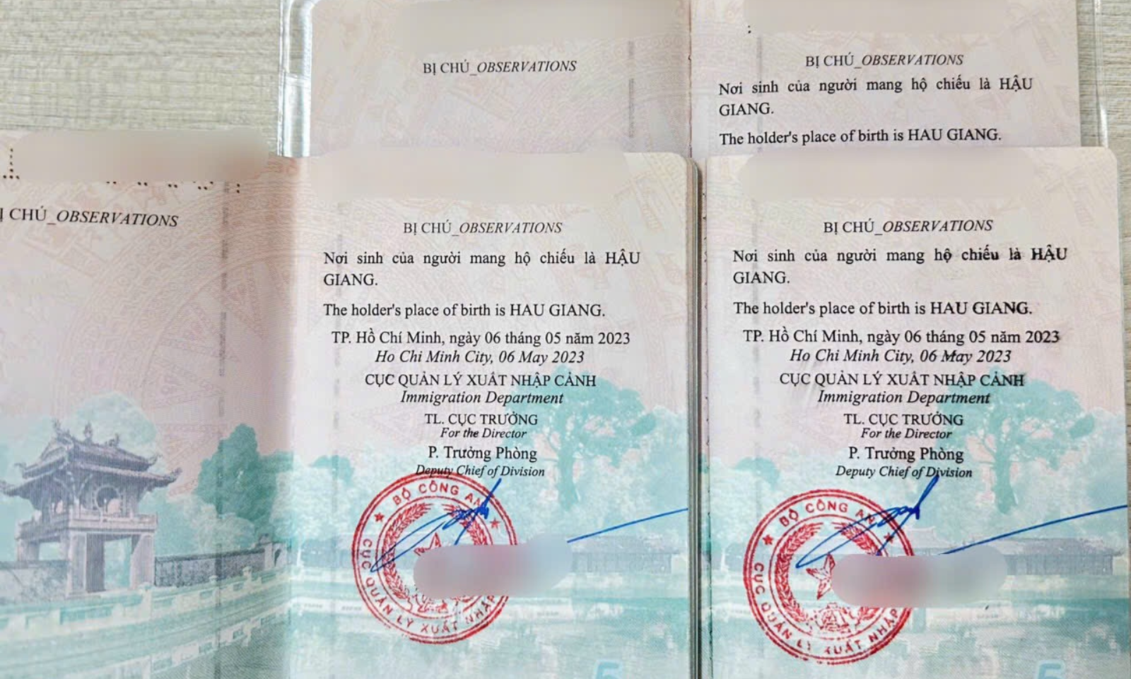 Hướng dẫn bổ sung bị chú nơi sinh vào hộ chiếu