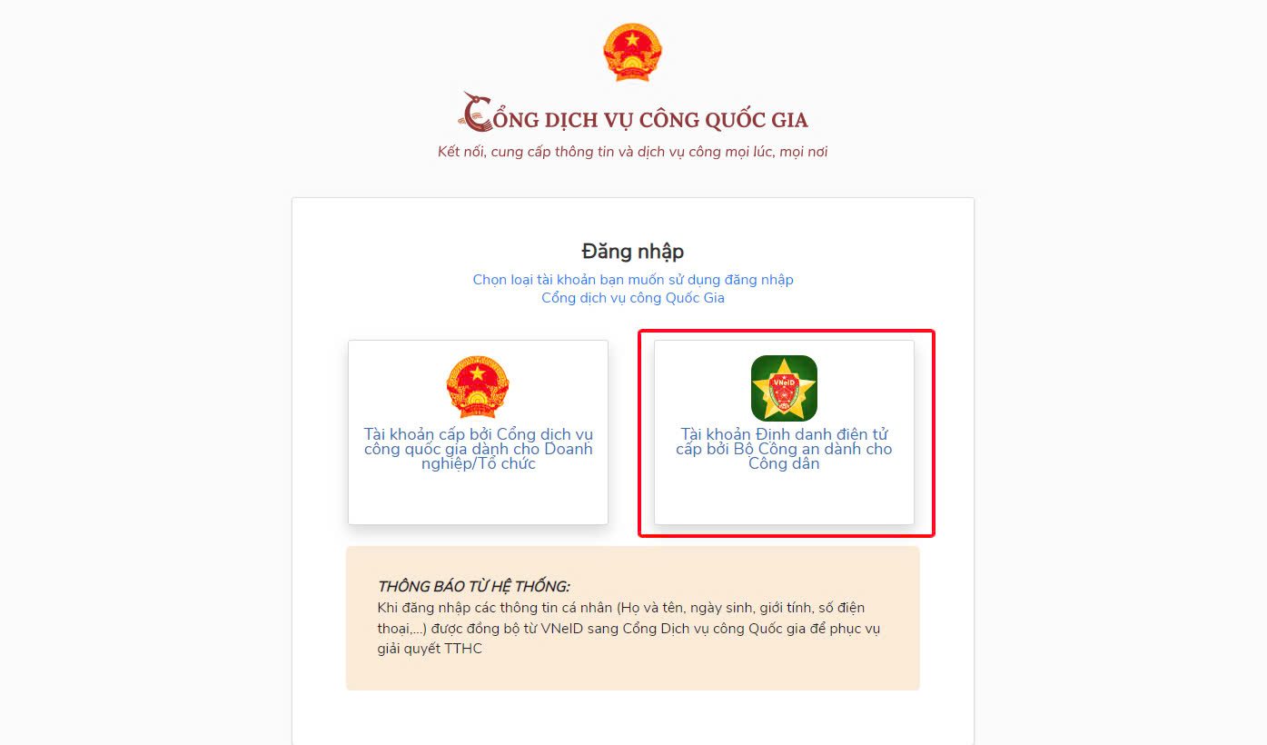 Đăng nhập VNeID làm hộ chiếu online