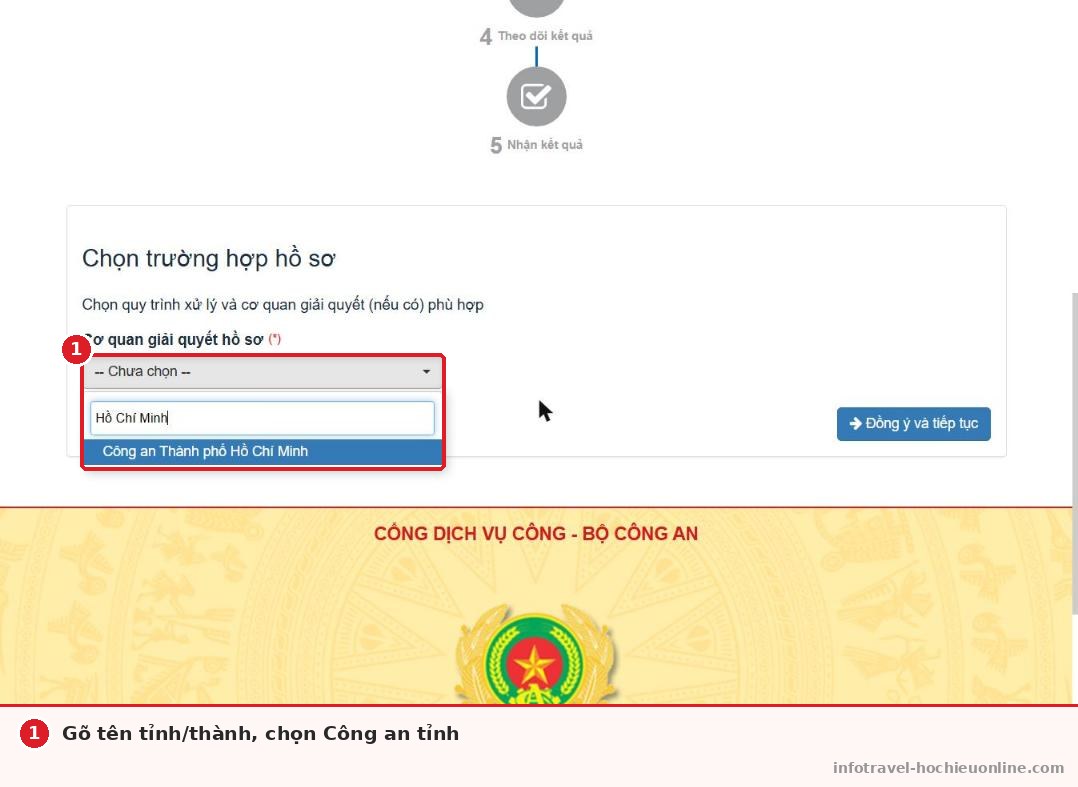 Chọn cơ quan giải quyết hồ sơ hộ chiếu