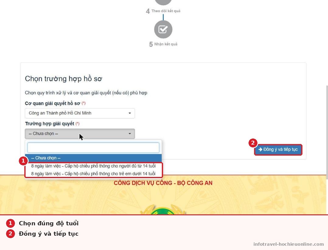 Chọn trường hợp giải quyết theo độ tuổi